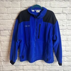 Columbia Mens Fleece Full Zip Blue Vintage Casual Jacket Size Large READ